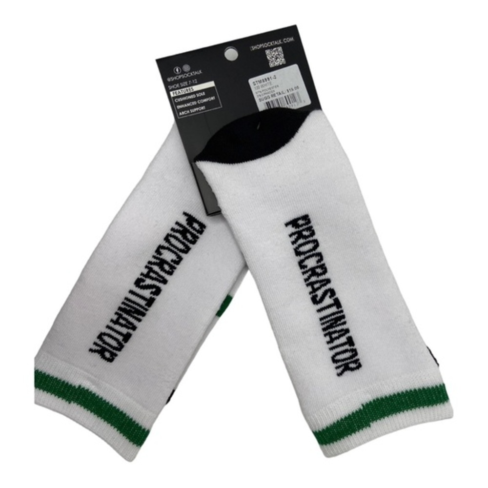 Sock Talk Procrastinator Crew Socks NWT